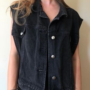 vintage delta burke jeanswear black denim vest